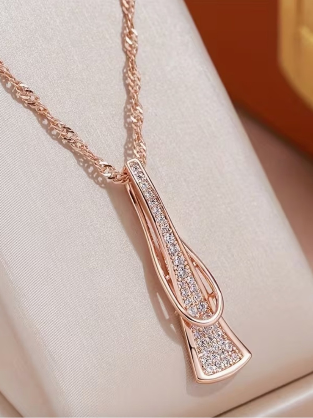 Gold Crystal Teardrop Pendant Necklace.